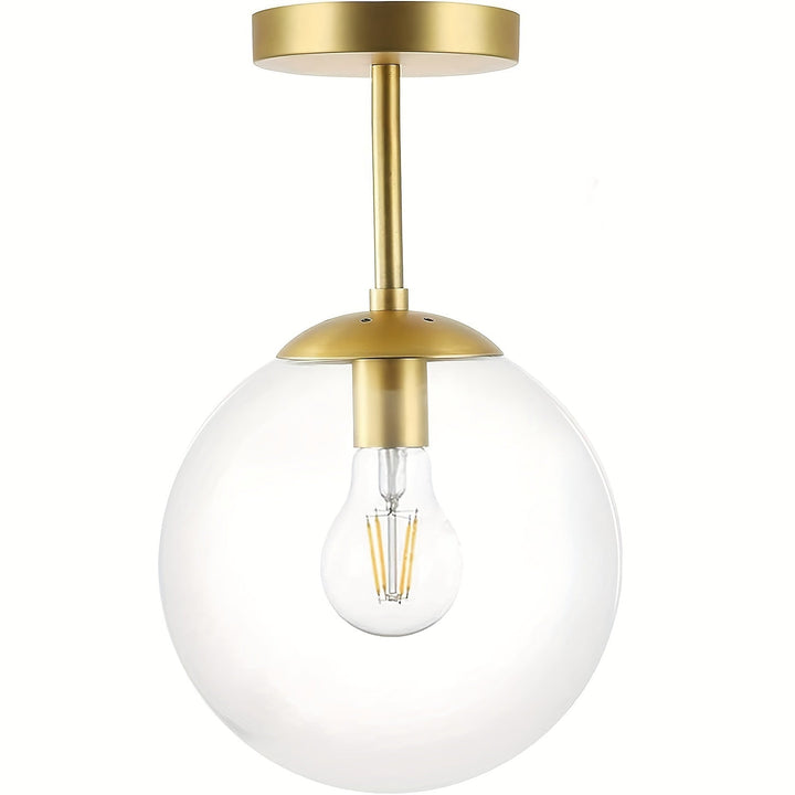 1 pza. Lámpara colgante de globo de latón dorado de estilo Mid-Century Modern, 1 luz, accesorio de techo de cristal transparente para cocina, sala de estar, pasillo, accesorio de iluminación para el hogar.