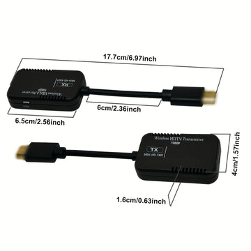 Modelo MTR1 PLUS con todas las funciones, transmisor y receptor sin varillas de alta definición 1080P, paquete de transmisión extendida HD, alcance abierto de 50 metros/165 pies, no solo soporta transmisión punto a punto, sino también es adecuado para re