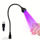 Elmlogiroa Lámpara LED de 3W para Uñas - Luz Curadora de Esmalte en Gel Portátil con Cuello Flexible Ajustable a 360°, Secador de Manicura Sin Olor para Salón y Hogar DIY, Diseño Compacto y Ligero para Viaje, Recargable, Posicionamiento Versátil, Cable R