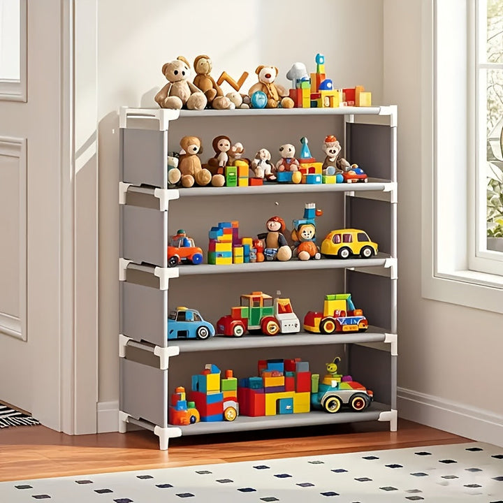 Estante de almacenamiento de juguetes de metal de 4/5/6/7 niveles - Resistente, ensamblaje sin herramientas, diseño moderno con ruedas y estructura sólida para juguetes, libros, juegos - Ideal para la organización del hogar y la sala de juegos, organizad