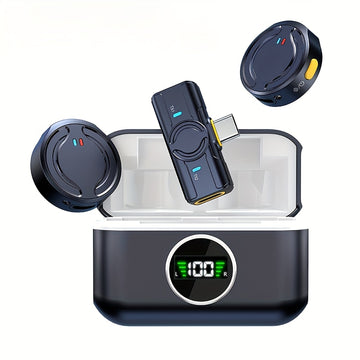 Micrófono redondo inalámbrico mini, micrófono de solapa con doble sujeción magnética, transmisión estable, doble reducción de ruido, ideal para entrevistas, vlogs, transmisiones en vivo, videoconferencias y YouTube/TikTok