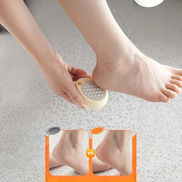 Limpia de acero inoxidable de doble cara y herramienta de cuidado de luz muerta beige - Mango ergonómico antideslizante, exfoliador portátil de pies y manos con cabezas intercambiables para áreas duras, manchas, - Cuidado de pedicura y manicura sin bater