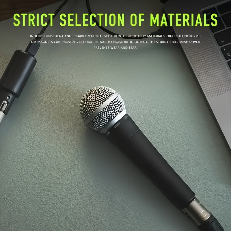 Micrófono Voz Dinámico Profesional SM58 - Micrófono con Cable y Patrón de Cardioides con Jack de 6.35 mm, Alimentado por CC para Escenario, Cantar, Transmisión en Vivo, Videollamadas, Juegos y Karaoke - Audio de Alta Calidad, Construcción Duradera, Reduc