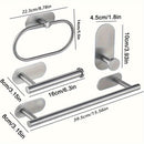 Juego de 4 piezas de accesorios para baño de acero inoxidable, portarrollos de papel higiénico y toallero montados en la pared, resistentes al óxido, sin necesidad de taladrar, fácil instalación, diseño moderno y elegante para baños contemporáneos