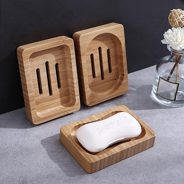 1 Pieza, Caja De Jabón De Bambú, Soporte De Jabón Antideslizante, Jabonera Para Encimera De Baño, Caja De Jabón De Drenaje, Bandejas De Jabón De Bambú Creativas Para Baño