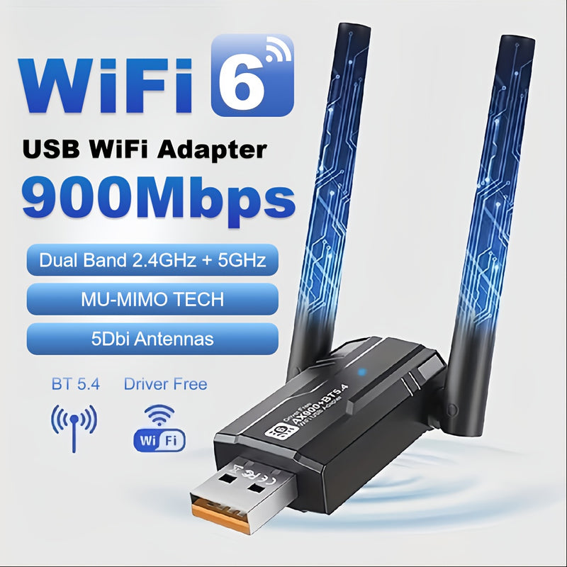 MCPIWOHY WiFi 6 Dual-Band 5G Adaptador inalámbrico 5.4, Dongle USB, Sin batería, No cargado, con funcionalidad inalámbrica, para PC/Tableta, para entrada AUX, para teléfonos Android, para MacBook Pro/Aire, para iPad Pro, para iPad Air, para MacBook Air,