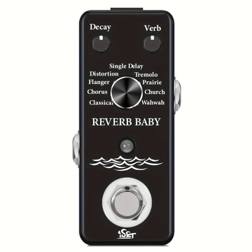 Pedal de reverberación para guitarra alimentado por USB con múltiples modos de reverberación, procesamiento de señales digitales y botones ajustables - Procesador de efectos de guitarra compacto y negro para actuaciones en vivo, efectos de pedales de gui