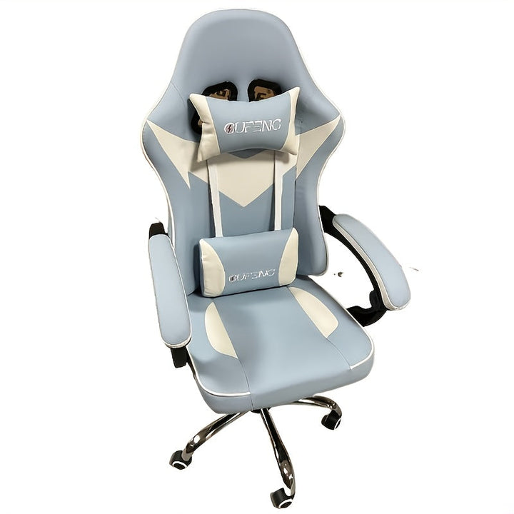 1pc Ergohug Silla de Juegos de Computadora de respaldo alto, tapicería de cuero, reclinable manual con manija, estructura de metal, construcción de madera dura y tablero artificial, relleno, limpieza en seco, para uso en hogar y oficina