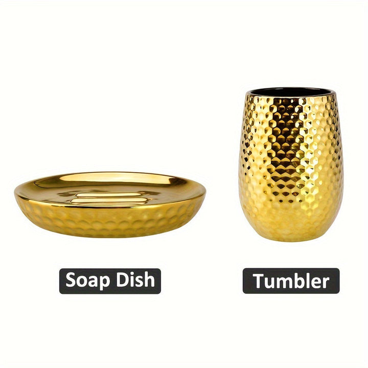 Juego de 4 piezas de accesorios de baño, incluyendo dispensador de agua para maquillaje, recipiente para jabón, vaso y soporte para cepillo de dientes, adecuado para decoración de baño