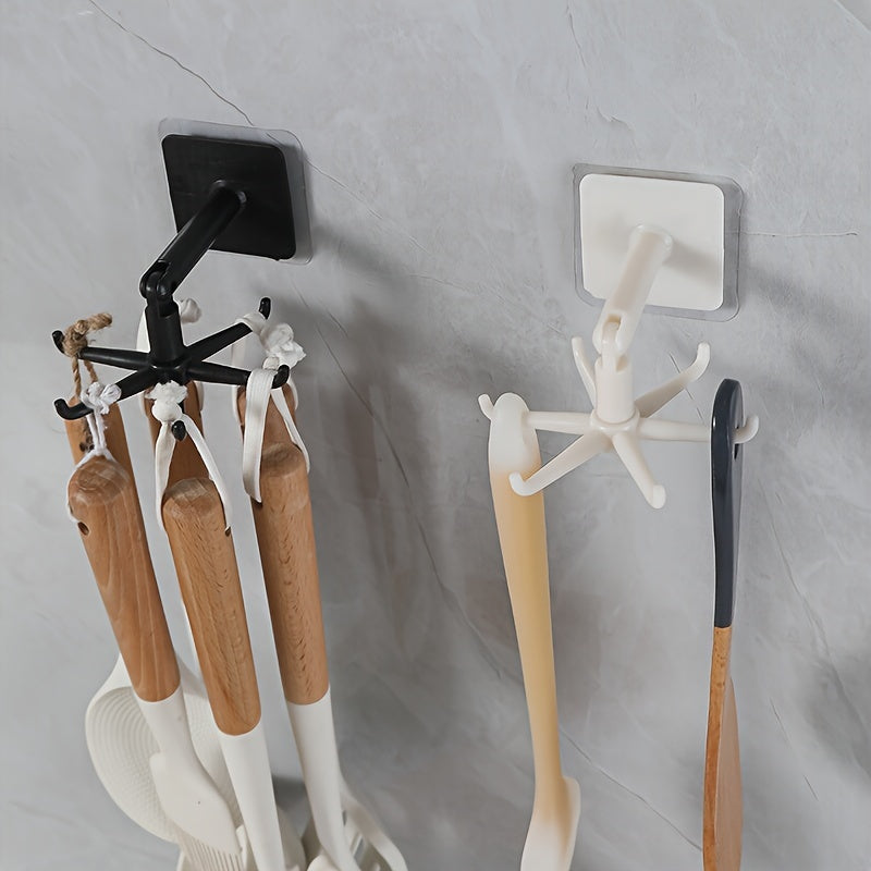 1, 2 o 4 ganchos giratorios 360° sin taladro, organizador multifuncional para colgar cucharas, cuchillos, tenedores, cepillos, espátulas, llaves, lentes, joyas, accesorios, sombreros y más, ideal para cocina o baño