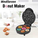 Máquina de hacer donas de 7 agujeros, mini máquina de hacer waffles - Control de temperatura inteligente, no desmontable para limpieza fácil, enchufe de EE. UU., perfecta para hacer donas y waffles, material de bakelita, fuente de alimentación de enchufe