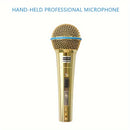Micrófono dinámico profesional dorado con cable, sensación suave, conector de 6.35 mm, material plástico, ideal para karaoke, fiestas, bodas y regalos de Navidad