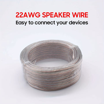 [Cable de Bocina Transparente 22 AWG] Cable de Bocina Transparente 22 AWG - 1 Rollo de 50 FT/100 FT/328 FT, Adecuado para Sistemas de Sonido Estéreo, Bocinas de Cine en Casa, Sonido Envolvente y Radios
