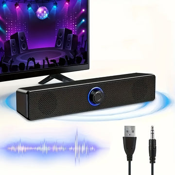 Barra de sonido portátil HIFI para cine en casa, altavoz con cable, subwoofer USB con graves estéreo, compatible con computadora, TV y teléfono