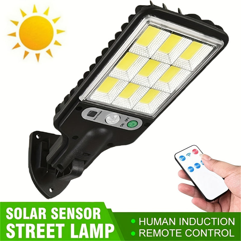 Lámpara solar con sensor de movimiento ANKRIYUL, control remoto incluido, plástico resistente, sensor infrarrojo para jardín, patio y seguridad exterior, incluye pilas para el control, carga solar, iluminación exterior moderna