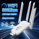 OEKE- Cuatro antenas USB repetidor inalámbrico - Extensor de señal de larga distancia con antenas dobles para cobertura completa de la casa