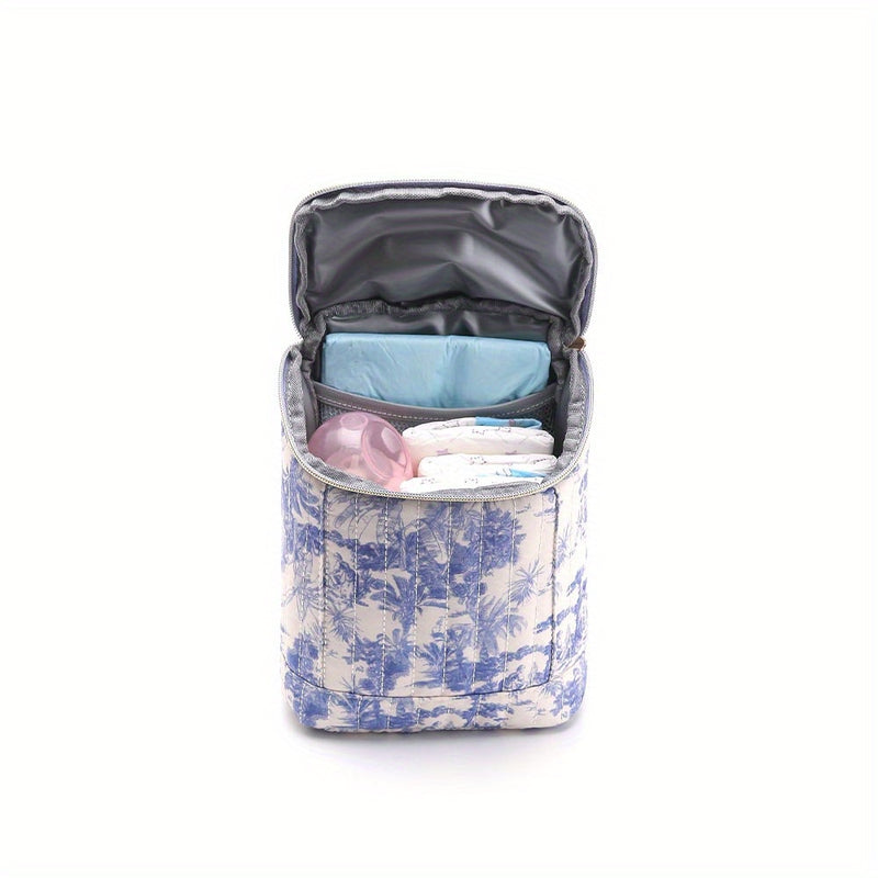 Organizador de Pañales Pequeño con Bolsa Térmica para Calentar Botellas y Bolso Colgante con Hebilla y Bolsillo Aislado