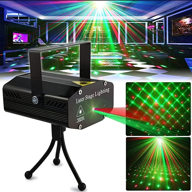 Dos luces láser de concha negra Two 07, efecto disco en rojo y verde deslumbrante, alimentación USB, ideales para fiestas, cumpleaños y festividades, luz ambiental esencial