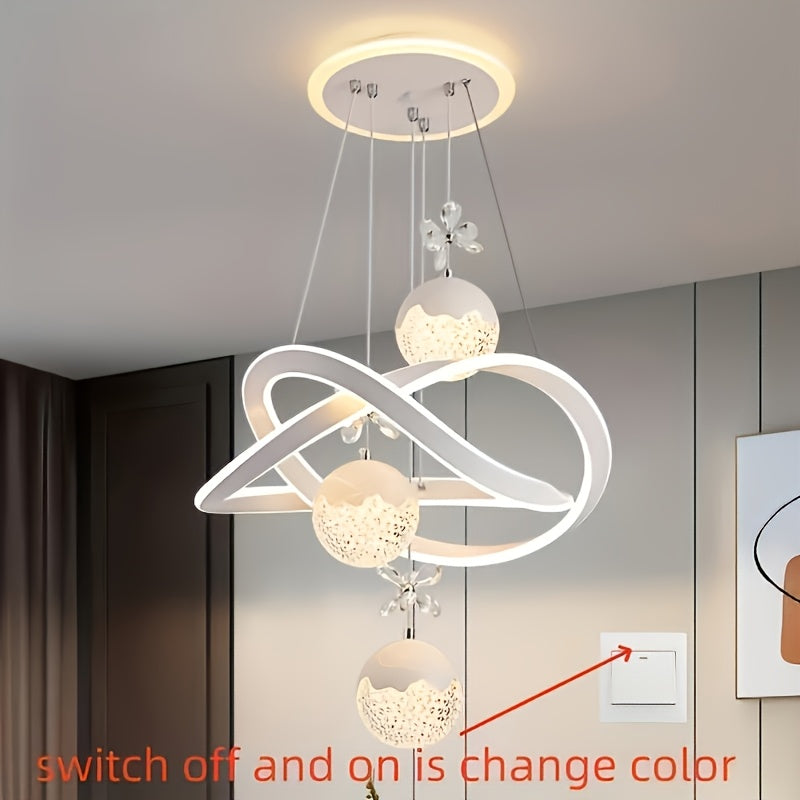 Luminaria de techo LED moderna - Luz de techo LED ajustable de 3 colores con detalles de cristal, marco de metal, hardware fácil de usar para la instalación, adecuado para el comedor, apartamento o bar.