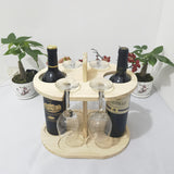 Elegante estante de vino de madera con copas de vino integradas - Diseño de madera natural pulido, almacenamiento ahorrador de espacio para botellas y copas, perfecto para uso en casa o en restaurantes, decoración de vino.