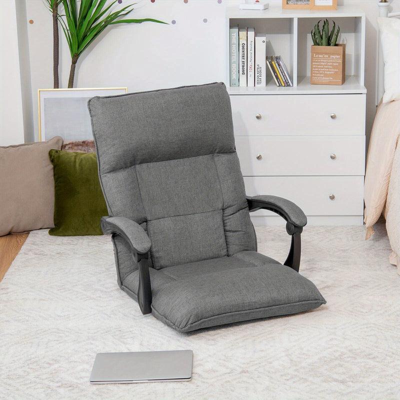 Silla de juego ergonómica gris de 1 pieza con soporte lumbar ajustable - Diseño que ahorra espacio, acolchado de poliéster cómodo, ideal para juegos en PC y oficina en casa, silla de oficina moderna|Silla de oficina con mecanismo de asiento ajustable