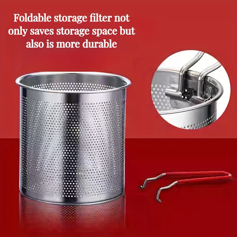 Freidora de acero inoxidable con cesta y clip - Mini freidora de 1,2 l sin carga y de bajo consumo para cocinas de inducción y gas, perfecta para freír patatas fritas, pollo, nuggets - Utensilios de cocina con mango