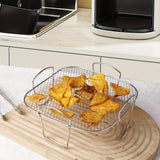 1pc Accesorios para freidora de aire, rejilla de drenaje de aceite para freír, rejilla de barbacoa de acero inoxidable 430, rejilla cuadrada para parrilla, rejilla para horno, rejilla vertical para filtro de aceite, Eid Al-Adha Mubarak