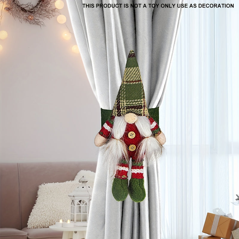 Decoración navideña de gnomo de tela vintage, paquete de 1, Tomte escandinavo a cuadros, muñeco de Papá Noel sin rostro hecho a mano, adorno festivo para las fiestas y el año nuevo para la decoración del hogar, sin electricidad, sin plumas.