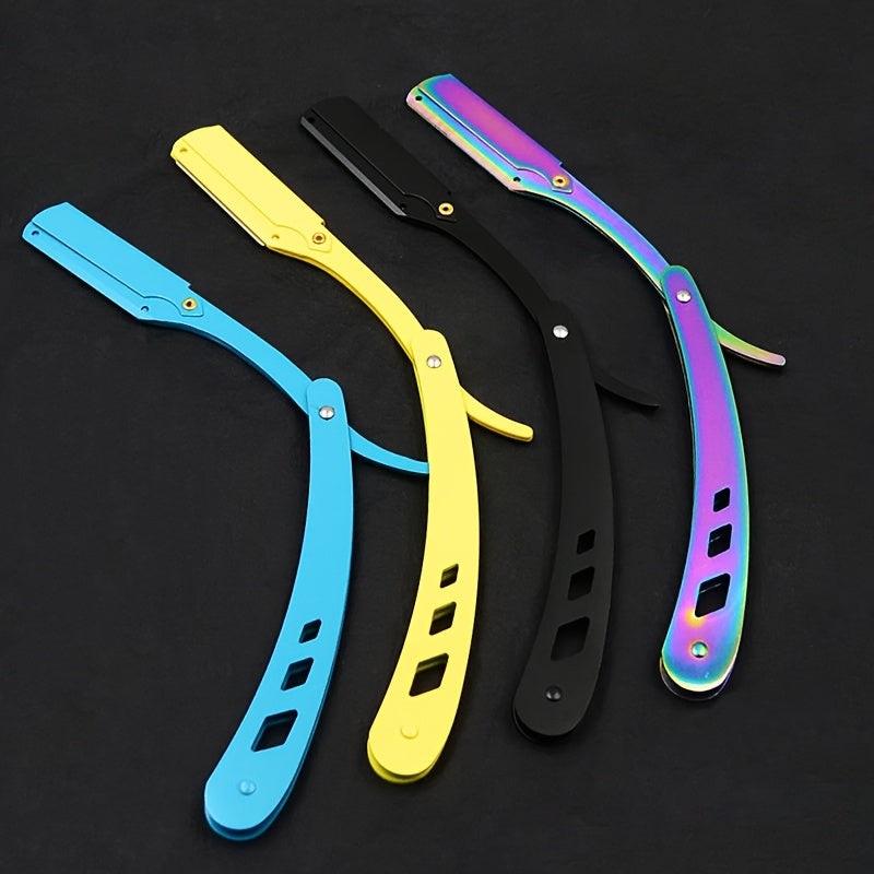 Navaja manual plegable para hombre YINTAL, cortadora de cabello profesional de metal para cejas y vello de las axilas, rasuradora no eléctrica (hojas no incluidas), navaja para cortar cabello