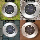 12PCS Luces de jardín solares - Luminaria LED eficiente en energía con sensor de luz, montaje semi-hundido, pantalla de lámpara de acero inoxidable pulido, cuerpo de ABS, fixture decorada con cristal desmontable, base de bombilla B15d, batería de níquel