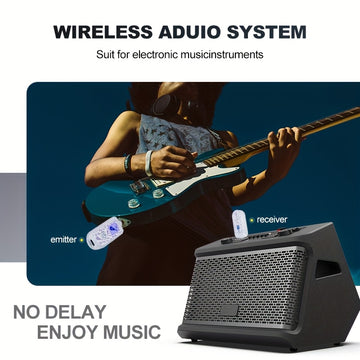 YAMNWEO Sistema sin varillas de Guitarra 2.4GHz XLR - Audio en Tiempo Real 48K/16bit, Batería Recargable y Alimentación USB, Compatible con Guitarra Eléctrica, Bajo, Saxofón - Blanco, Transmisión para Instrumentos Musicales, Diseño Elegante del Transmiso