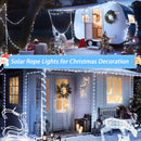 1 pieza de luces solares de tubo para exteriores, 7.0/11.98/22.0 pies 50/100/200 luces de cadena LED para decoración de jardín, bodas, Navidad, Halloween, valla de patio, pared de casa, bar, árbol, porche, piscina, decoración de fiesta de Halloween, ilum