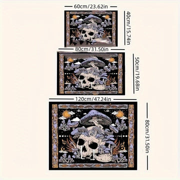 Alfombra Antideslizante con Patrón de Calavera y Setas - Lavable a Máquina, Perfecta para Sala de Estar, Dormitorio, Baño y Decoración de Entrada