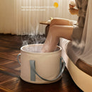 Baño de Pies de Lujo para 1 Persona - Bañera Portátil Plegable con Detalles en Beige y Rosa, Sin Necesidad de Electricidad, Aislamiento Térmico para Hogar/Viaje/Spa - Cubo Beige con Correa Rosa - Ideal para Mujeres y Hombres, Regalo Relajante de Invierno