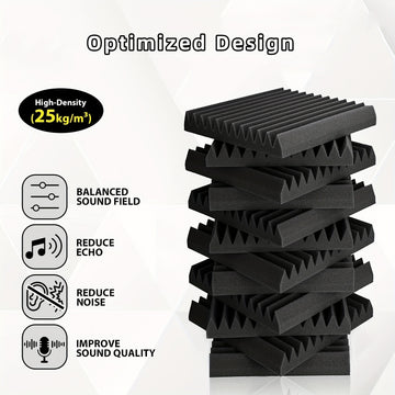 Paneles de Aislamiento Acústico Flame-Retardant Foamagic, Paquete de 60, 30x30 cm, Grado Profesional para Estudios, Salas de Grabación y Salas de Instrumentos, , Paneles de Pared Antiruido, Mejora de Salas de Grabación, Aislamiento para Músicos, Material