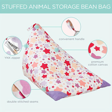 Silla de bolsa de estrellas, cubierta de silla de bolsa de lona de alta calidad y súper suave, gran tamaño de 127.0*88.9 cm con cremallera rellena, adecuada para guardar ropa y juguetes de peluche, decoración del dormitorio