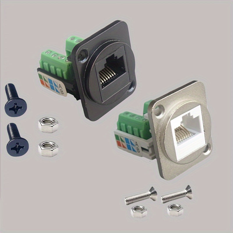 5 piezas de terminales de red Ethernet RJ45 tipo D con tornillos - Verde y negro, compatibles con SmartThings, no requiere batería, terminales de conexión de red | Terminales tipo D | Conexión segura