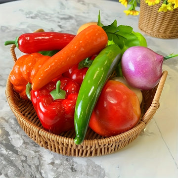 Juego de 12 Piezas de Frutas y Verduras Realistas, Tomates Artificiales, Pepinos, Calabazas, Zanahorias, Berenjenas, Adornos para Exhibición en Tienda o Hogar, Decoración de Mesa de Cocina y Gabinete con Fruta y Verdura