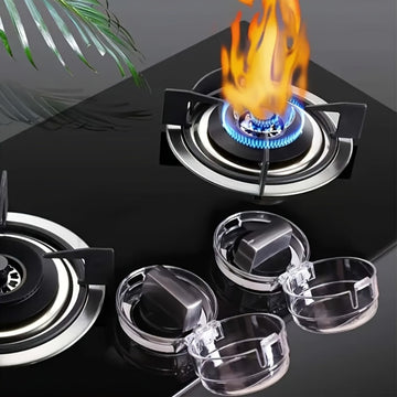 Cubiertas de perillas de estufa de gas de 2 piezas para uso en el hogar y restaurante, tamaño universal material PP retardante de llama con diseño de bloqueo mejorado, protectores de perillas para selector de estufa de gas, cajas protectoras resistentes