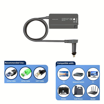 Adaptador Ethernet Starlink para Internet Satelital Rectangular Gen 2, Conector SPX a RJ45, Adaptador Ethernet V2 con Conexión Externa Rápida y Estable por Cable