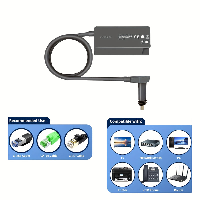 Adaptador Ethernet Starlink para Internet Satelital Rectangular Gen 2, Conector SPX a RJ45, Adaptador Ethernet V2 con Conexión Externa Rápida y Estable por Cable