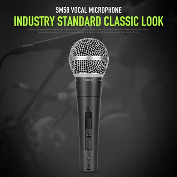 Micrófono profesional SM58YY con cable | Alimentación por USB, conector de 6.35 mm | Ideal para karaoke, transmisiones en vivo y videoconferencias | Sonido de alta fidelidad, reducción de ruido | Diseño elegante en negro con rejilla metálica | Compatibil