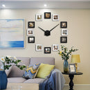 Reloj de Pared Personalizable Negro y Plateado con Álbum de Fotos - Capacidad para 12 Fotos, Funcionamiento Silencioso, Perfecto para Sala de Estar, Decoración de Dormitorio y Ocasiones Especiales, Forma Irregular