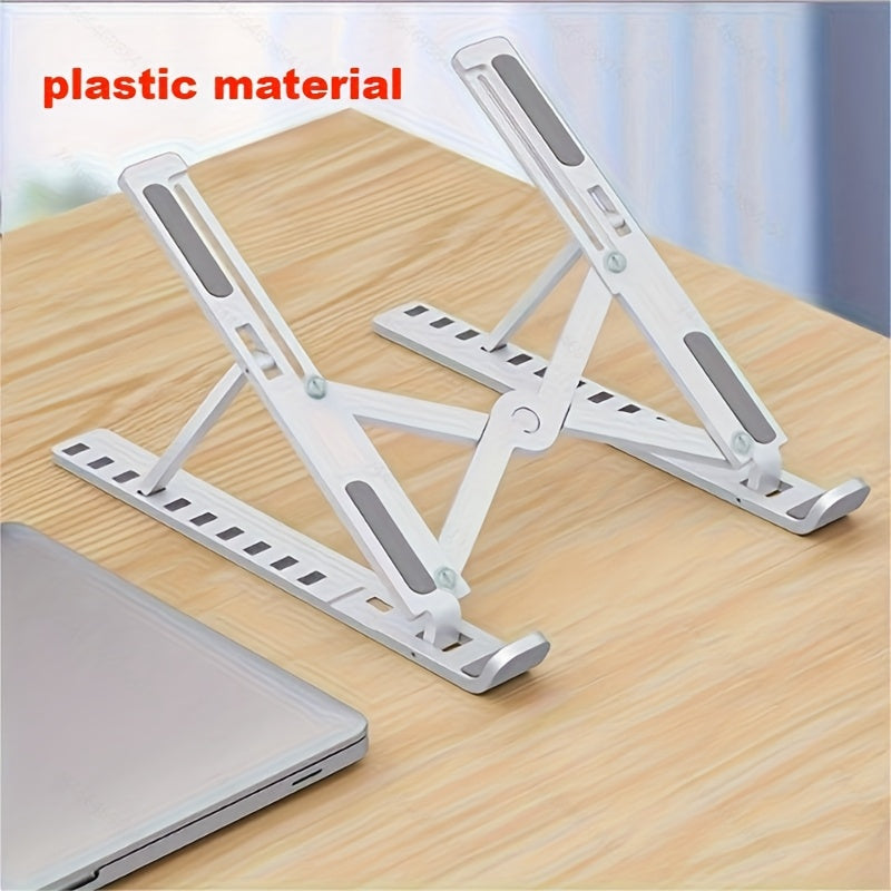 1 Soporte Portátil Plegable para Laptop - Base de Enfriamiento Ajustable en 10 Niveles, Diseño Ahorrador de Espacio Compatible con Todos los Computadores, Blanco, Estructura Resistente, Material Plástico