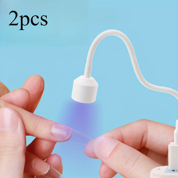 2 unidades de secadores de uñas LED mini con alimentación USB - Diseño plegable y portátil, aplicación rápida de esmalte de gel para uñas de los pies y dedos, no se necesita batería, construcción de plástico, accesorios de tecnología de uñas, diseño eleg