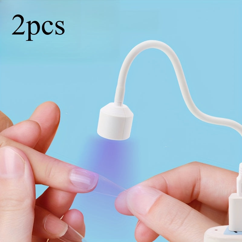 2 unidades de secadores de uñas LED mini con alimentación USB - Diseño plegable y portátil, aplicación rápida de esmalte de gel para uñas de los pies y dedos, no se necesita batería, construcción de plástico, accesorios de tecnología de uñas, diseño eleg