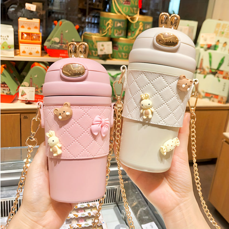 1pc, Lindo Frasco De Vacío, Botellas De Agua Aisladas De Acero Inoxidable 304, Tazas Térmicas De Viaje, Para Bebidas Frías Y Calientes, Bebidas De Verano Invierno, Regalos, Con 4 Pegatinas 3D Adicionales