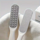 1 pieza, eliminador de pies de doble cara y exfoliador de luz muerta beige para pies suaves, uso manual no eléctrico, herramienta de cuidado de pies de plástico sin fragancia con mango ergonómico, exfoliador de pies, diseño elegante, plástico duradero.