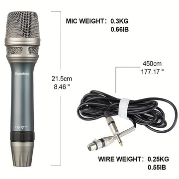 Micrófono vocal dinámico profesional DEPUSHENG C90 - Micrófono dinámico cardioid unidireccional con bobina móvil, interruptor ON/OFF, cable de audio XLR de 177 pulgadas y conector de 1/4" para grabación, canto, karaoke, grabación de voz, diseño elegante