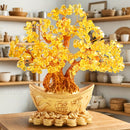 Árbol de Cristal de Oro - Decoración de la Fortuna del Feng Shui, Planta de Interior/Exterior, Ornamento de Escritorio, Estilo Bonsái de Cristal Natural, Decoración de Oficina | Árbol de Cristal de Oro | Artesanía de Cristal, Decoración de Cristal